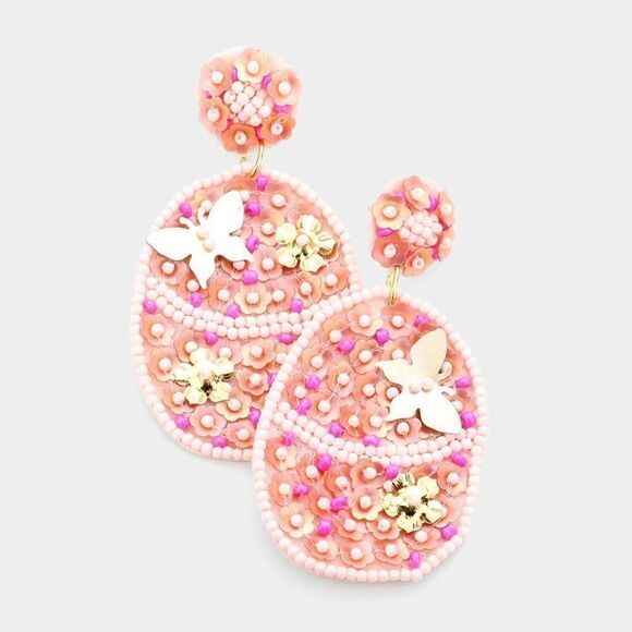 Flower Butterfly Accented Dangle Earrings - Picture 1 of 3